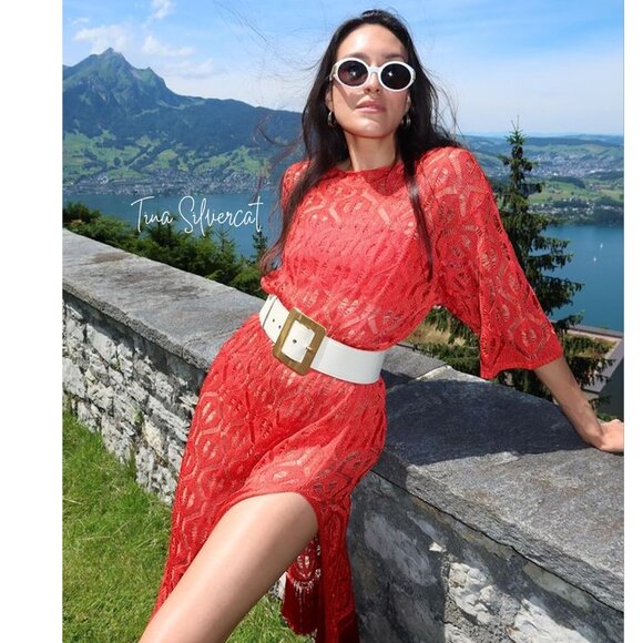 BLOGGER'S FAVE! Zara Red Knit Tunic Dress NWT - Picture 6 of 16